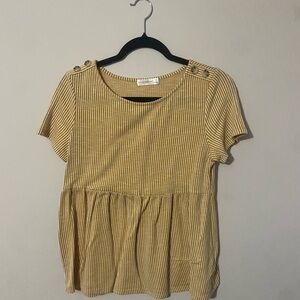 Light yellow and white stripped short sleeve top